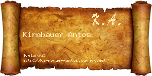 Kirnbauer Antos névjegykártya